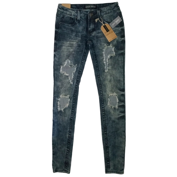 Almost Famous Dark Destructed Skinny Jeans 0 Zero - Picture 2 of 11